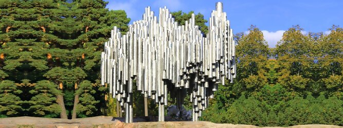 FerienhausGranCanaria Reisetipps - Sibelius Monument in Helsinki, Finnland. Wie stilisierte Orgelpfeifen, verblüfft die abstrakt kühne Optik dieser Skulptur und symbolisiert das kreative künstlerische Musikschaffen des weltberühmten finnischen Komponisten Jean Sibelius. Das imposante Denkmal liegt in einem wunderschönen Park. Der als „Johann Julius Christian Sibelius“ geborene Jean Sibelius ist für die Finnen eine äußerst wichtige Person und gilt als Ikone der finnischen Musik. Die bekanntesten Werke des freischaffenden Komponisten sind Symphonie 1-7, Kullervo und Violinkonzert. Unzählige Besucher aus nah und fern kommen in den Park, um eines der meistfotografierten Denkmäler Finnlands zu sehen.